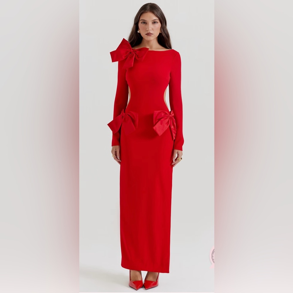 House of CB Vibrant Red Long Sleeve Dress